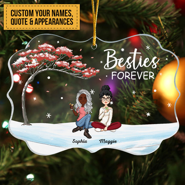 Besties Forever Christmas Tree - Personalized Acrylic Ornament - Christmas Gift For Besties, Sisters, Sistas