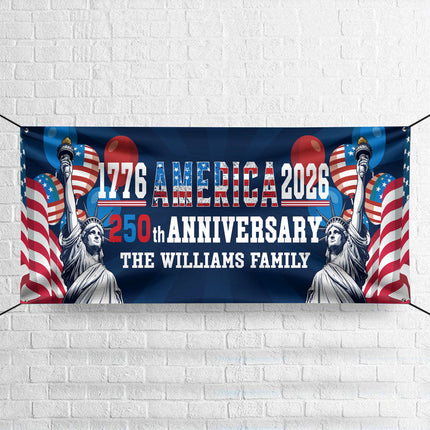 Custom Family Name USA 250th Anniversary 1776-2026 Banner
