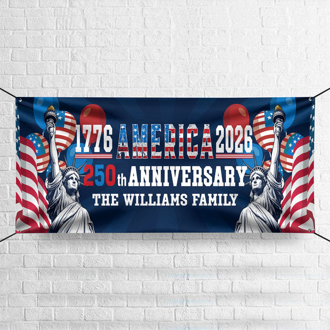 Custom Family Name USA 250th Anniversary 1776-2026 Banner