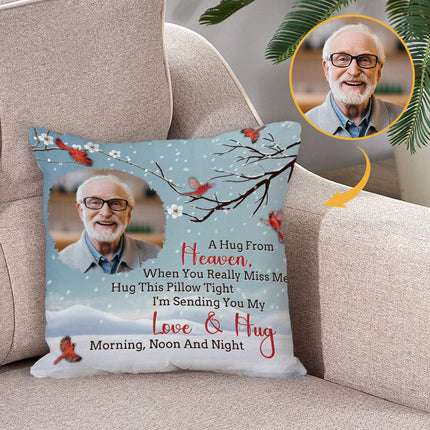 Custom Photo A Hug From Heaven - Memorial Pillow