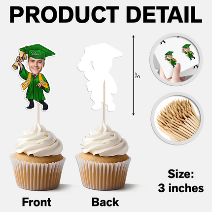 Custom Photo Graduate Personalized Cupcake Toppers Graduation Day Party Decor