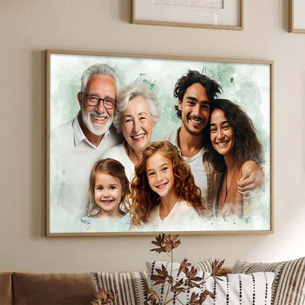 Family Portrait From Different Photos - Personalized Customized Canvas - Gift For Family Members