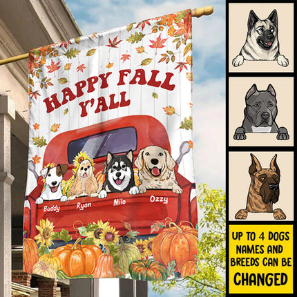 Happy Fall Y'all - Personalized Dog Flag, Autumn Fall Season