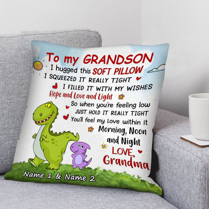 Personalized Pillows, Grandson Granddaughter Dinosaur Pillow