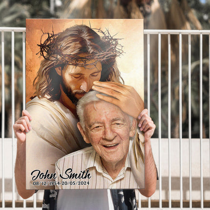 Custom Photo Portrait Safe In The Arms Of Jesus - Memorial Gift For Family Members, Grandma, Grandpa