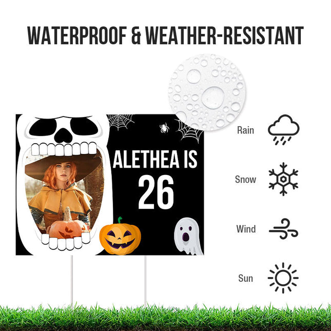 Custom Photo And Text Birthday & Halloween Yard Sign Happy Birthday Personalized Yard Sign