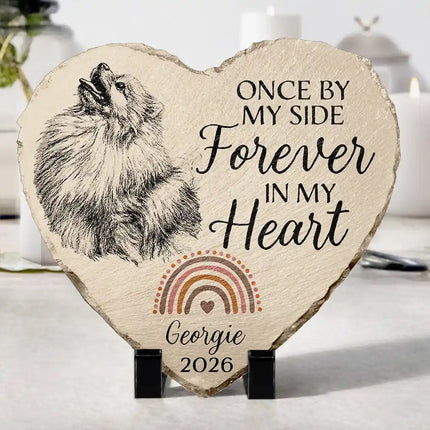 I Crossed The Rainbow Bridge Knowing I Was Loved - Personalized Heart Memorial Garden Stone
