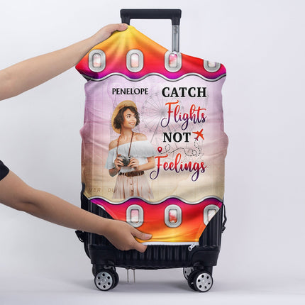 Custom Photo Just A Girl Boy Who Loves Traveling - Personalized Luggage Cover