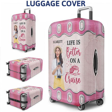 Custom Photo Just A Girl Boy Who Loves Traveling - Personalized Luggage Cover