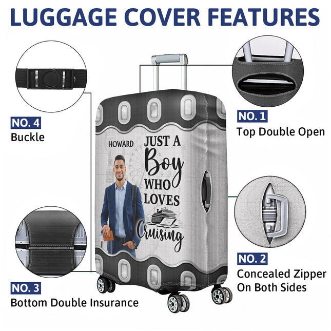 Custom Photo Just A Girl Boy Who Loves Traveling - Personalized Luggage Cover