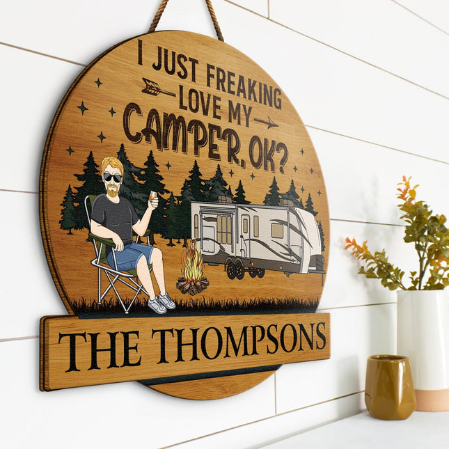 Camping Couple Husband & Wife Camping Partners For Life - Personalized Custom Shaped Wood Sign