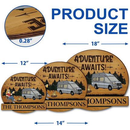 Camping Couple Husband & Wife Camping Partners For Life - Personalized Custom Shaped Wood Sign