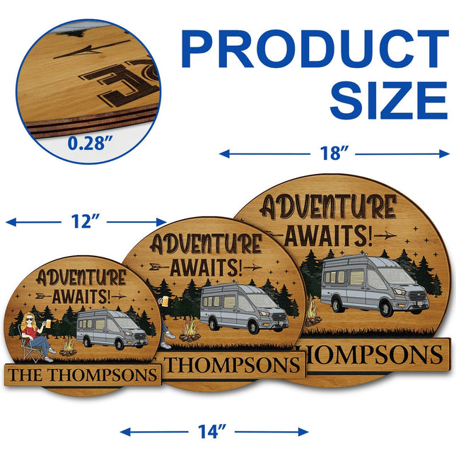 Camping Couple Husband & Wife Camping Partners For Life - Personalized Custom Shaped Wood Sign