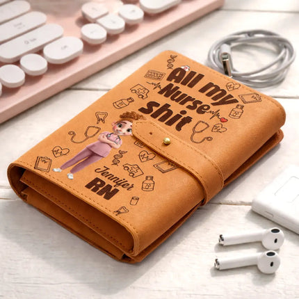All My Nurse Sh*t - Personalized Leather Cable Bag