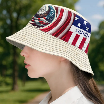 America 250th Anniversary US Pride Patriotic Eagle - Personalized Bucket Hat