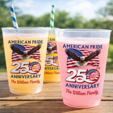 America 250th Anniversary US Pride Patriotic Eagle - Personalized Frosted Cups