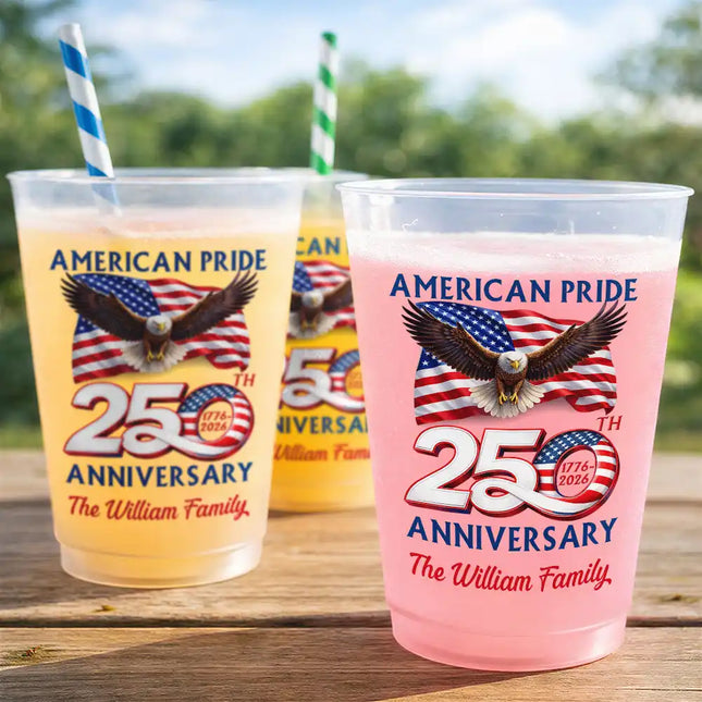 America 250th Anniversary US Pride Patriotic Eagle - Personalized Frosted Cups
