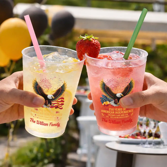 America 250th Anniversary US Pride Patriotic Eagle - Personalized Frosted Cups