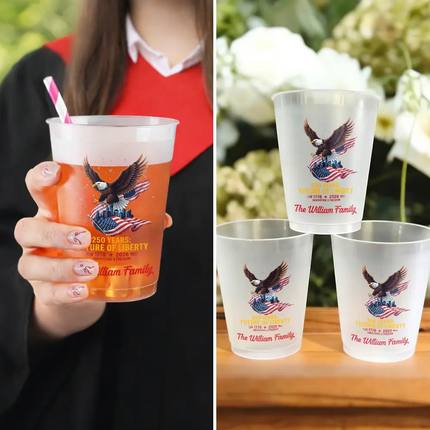 America 250th Anniversary US Pride Patriotic Eagle - Personalized Frosted Cups