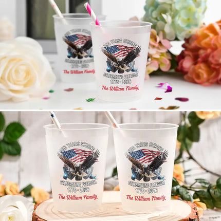 America 250th Anniversary US Pride Patriotic Eagle - Personalized Frosted Cups