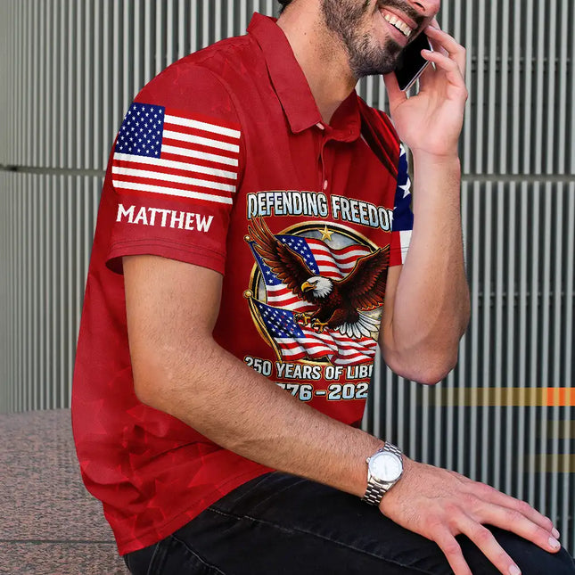 America 250th Anniversary US Pride Patriotic Eagle - Personalized Polo Shirt