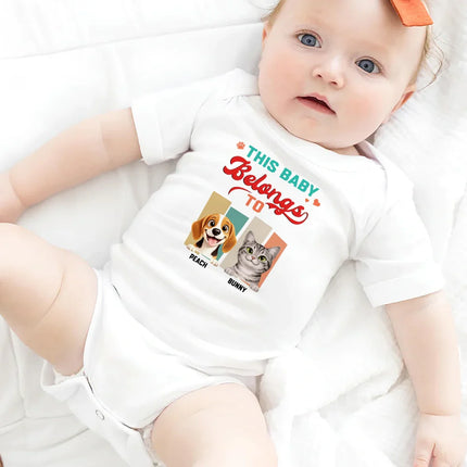 Animate Funny Dog Cat Siblings Have Paws - Personalized Baby Onesie