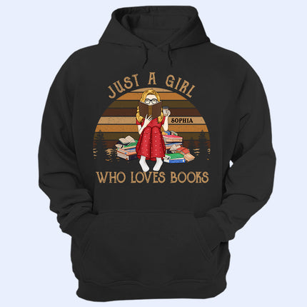 Just A Girl Who Loves Books Reading Vintage - Personalized Custom T Shirt