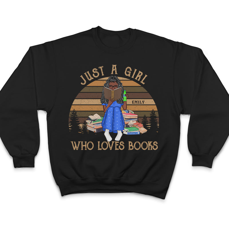 Just A Girl Who Loves Books Reading Vintage - Personalized Custom T Shirt