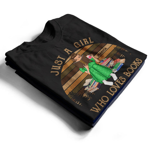 Just A Girl Who Loves Books Reading Vintage - Personalized Custom T Shirt