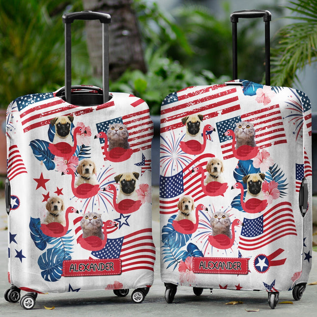 Custom Photo Funny Family Pet Face - Personalized Custom Luggage Cover