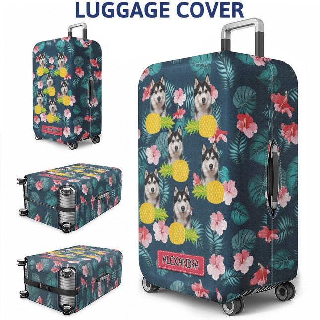 Custom Photo Funny Family Pet Face - Personalized Custom Luggage Cover