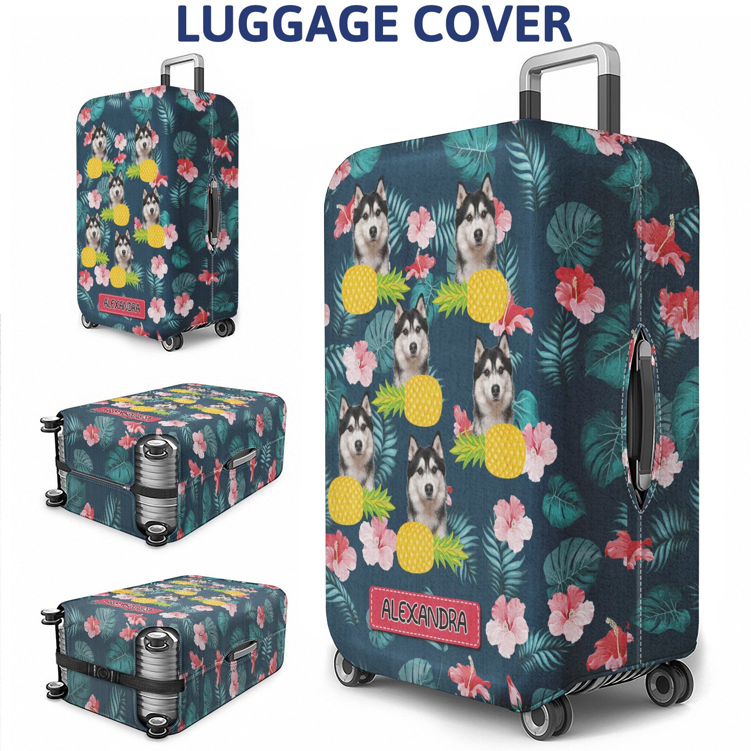 Custom Photo Funny Family Pet Face - Personalized Custom Luggage Cover