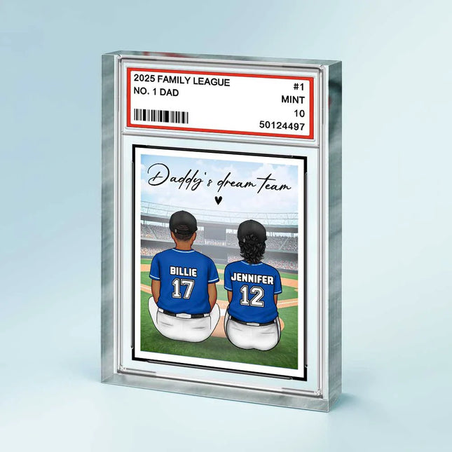 Backside Baseball Family Card Style - Personalized Rectangle Shaped Acrylic Plaque