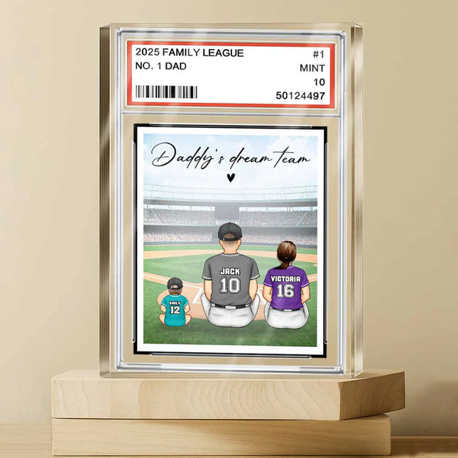 Backside Baseball Family Card Style - Personalized Rectangle Shaped Acrylic Plaque
