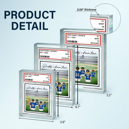 Backside Baseball Family Card Style - Personalized Rectangle Shaped Acrylic Plaque
