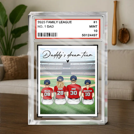 Backside Baseball Family Card Style - Personalized Rectangle Shaped Acrylic Plaque