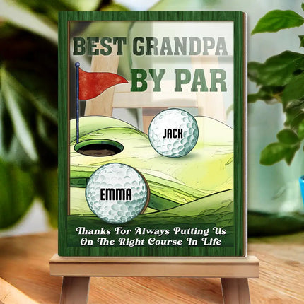 Best Dad By Par Golfing Father - Personalized 2-Layer Wood Acrylic Plaque