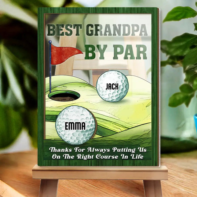 Best Dad By Par Golfing Father - Personalized 2-Layer Wood Acrylic Plaque