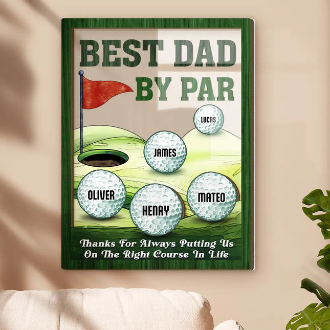 Best Dad By Par Golfing Father - Personalized 2-Layer Wood Acrylic Plaque