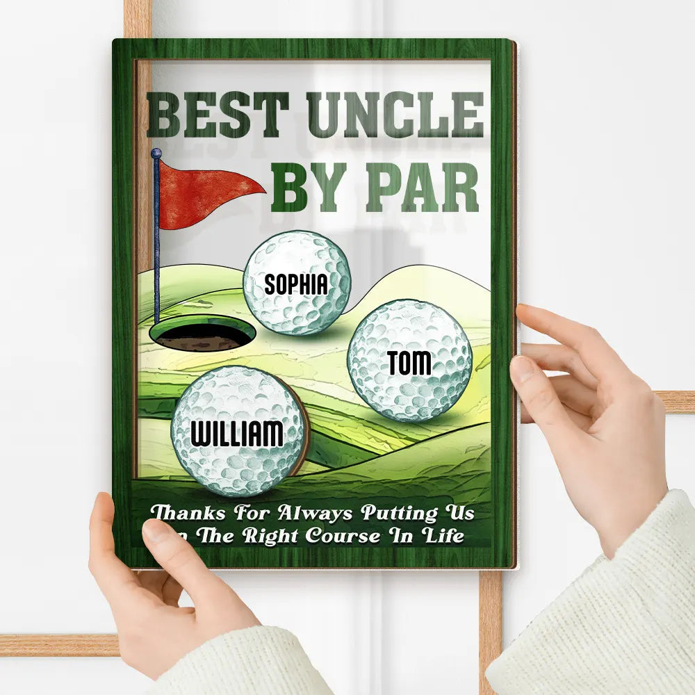 Best Dad By Par Golfing Father - Personalized 2-Layer Wood Acrylic Plaque