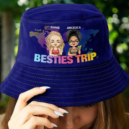 Besties Trip Travel Buddies - Personalized Bucket Hat