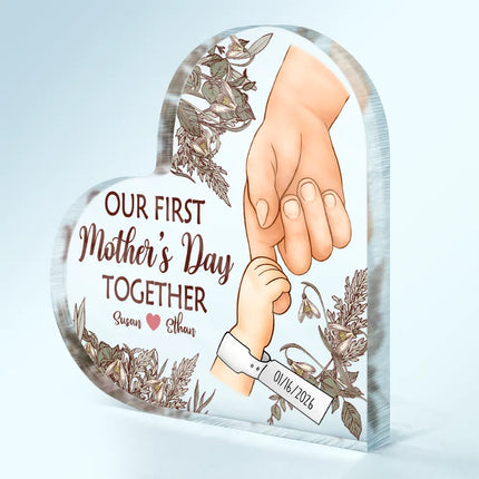 Birth Flower Great Job New Mom - Personalized Heart Shaped Acrylic Plaque
