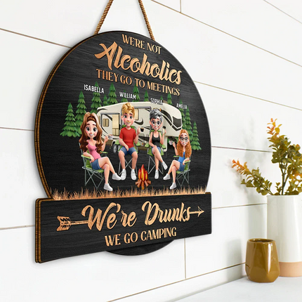 Camping Besties Welcome To Our Camper - Personalized Custom Shaped Wood Sign