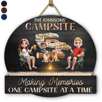 Camping Family Making Memories 3D Effect - Personalized Custom Shaped Wood Sign
