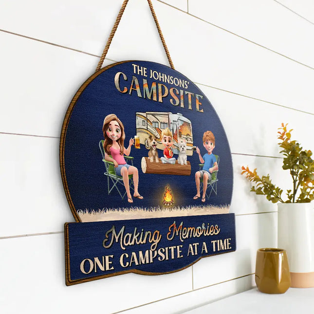 Camping Family Making Memories 3D Effect - Personalized Custom Shaped Wood Sign