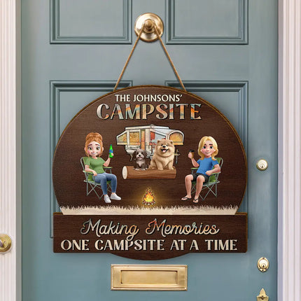 Camping Family Making Memories 3D Effect - Personalized Custom Shaped Wood Sign