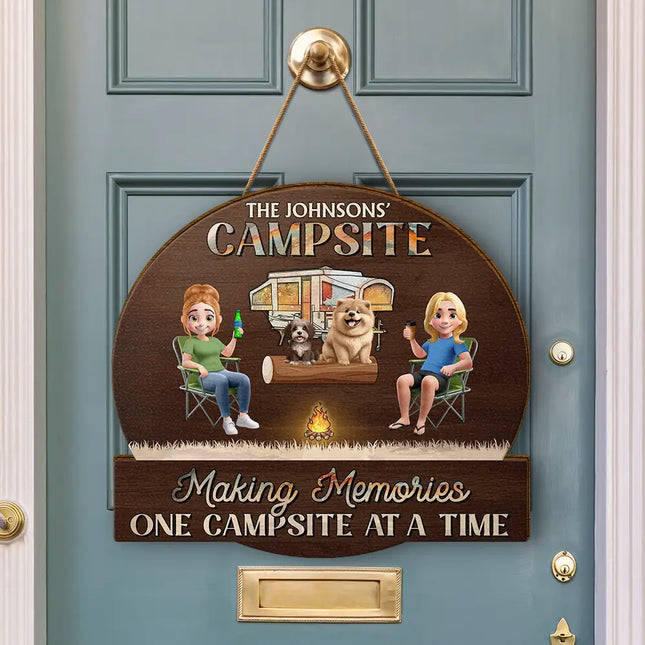 Camping Family Making Memories 3D Effect - Personalized Custom Shaped Wood Sign