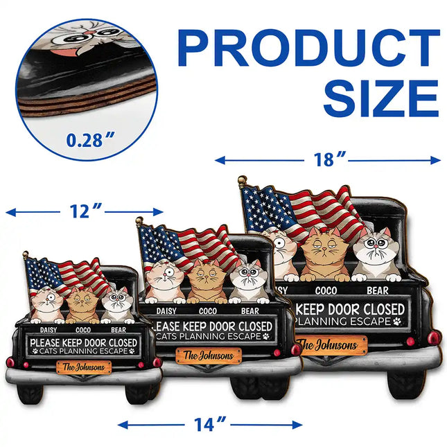 Cats Planning Escape Truck - Personalized Custom Shaped Wood Sign