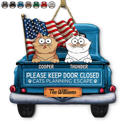 Cats Planning Escape Truck - Personalized Custom Shaped Wood Sign