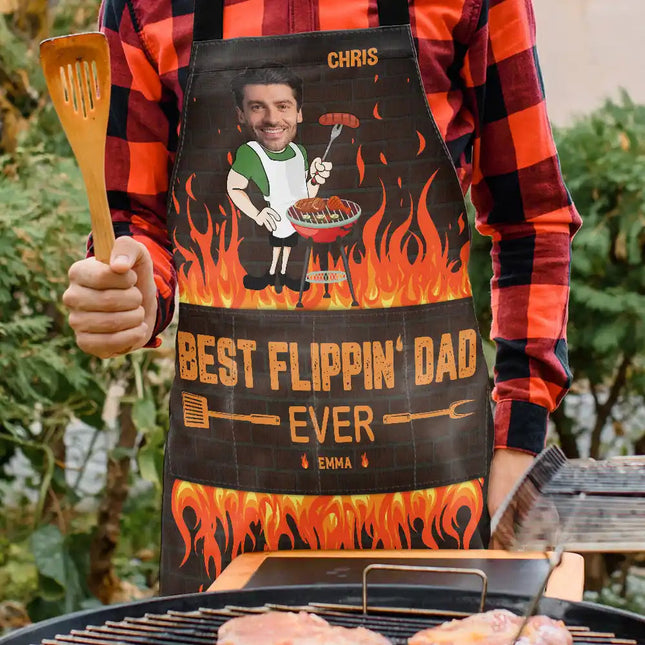 Custom Photo Best Flippin Dad Ever - Personalized Apron
